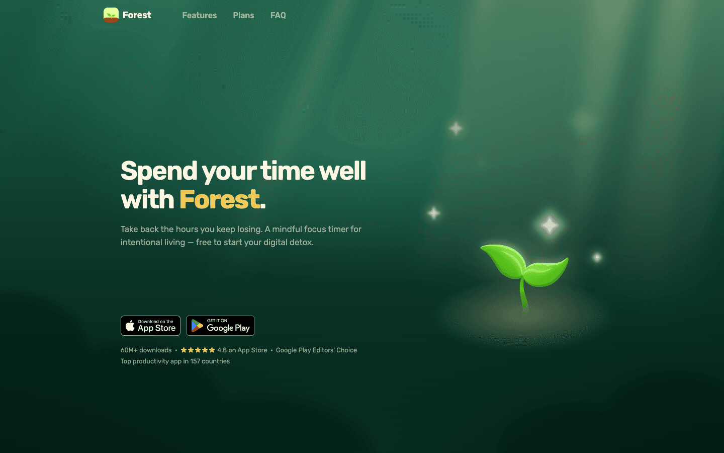 Forest gamified focus timer for tracking deep work sessions