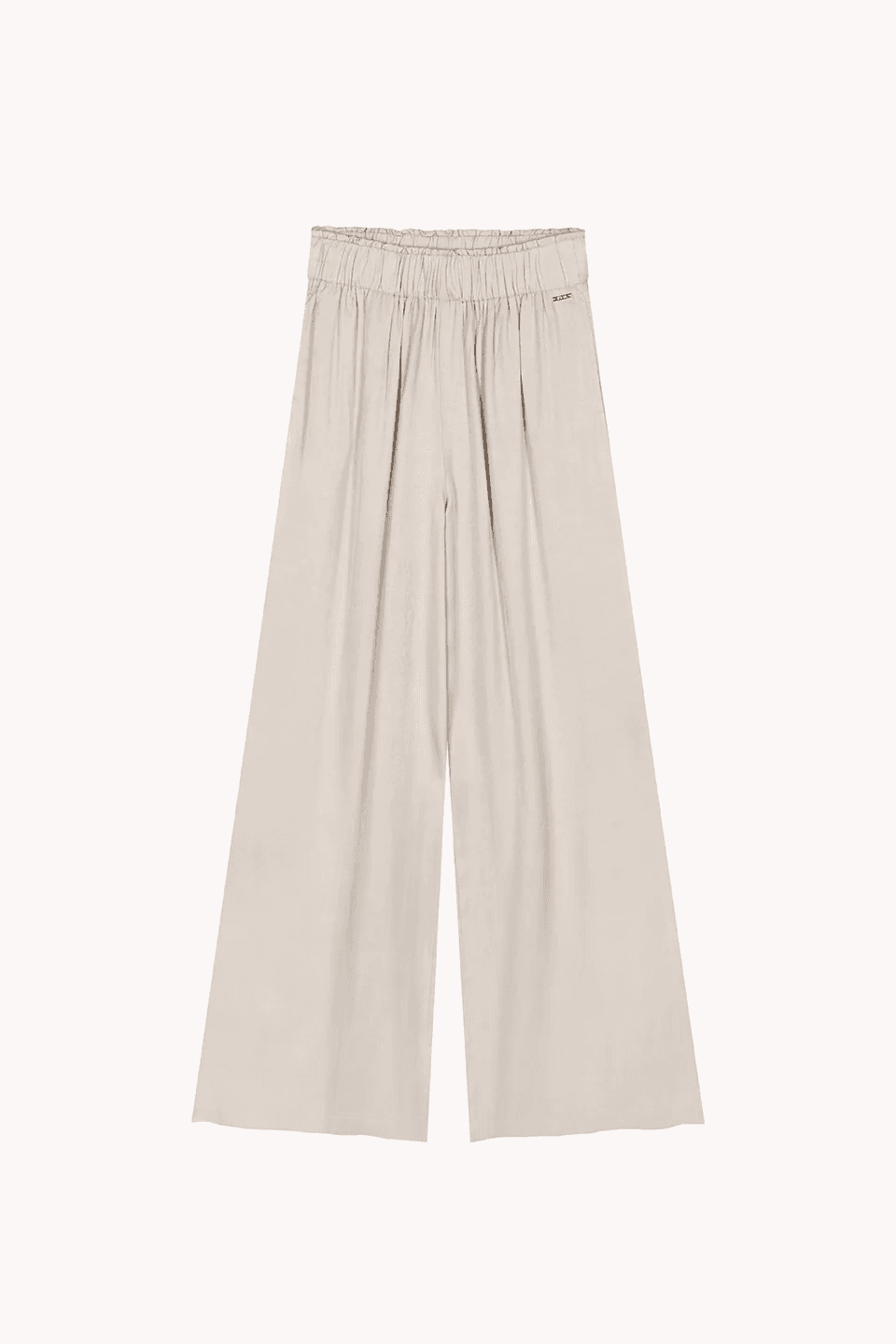 Light beige wide-leg trousers with elasticated waist