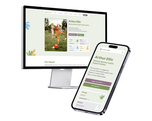 Computer and iPhone mockup, with the reimagined Arthur Ellis website.