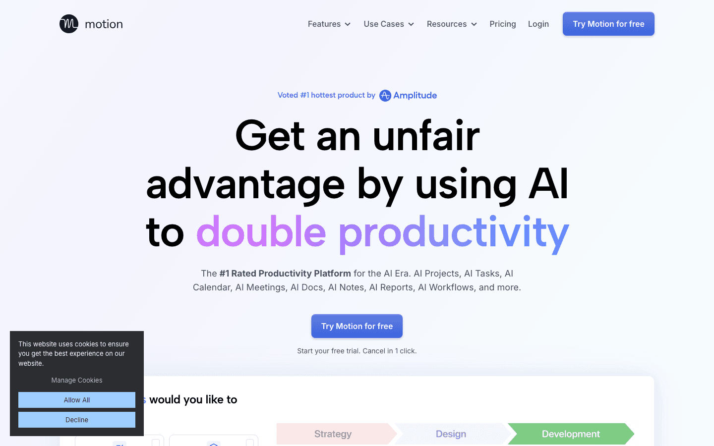 Motion AI scheduling app website