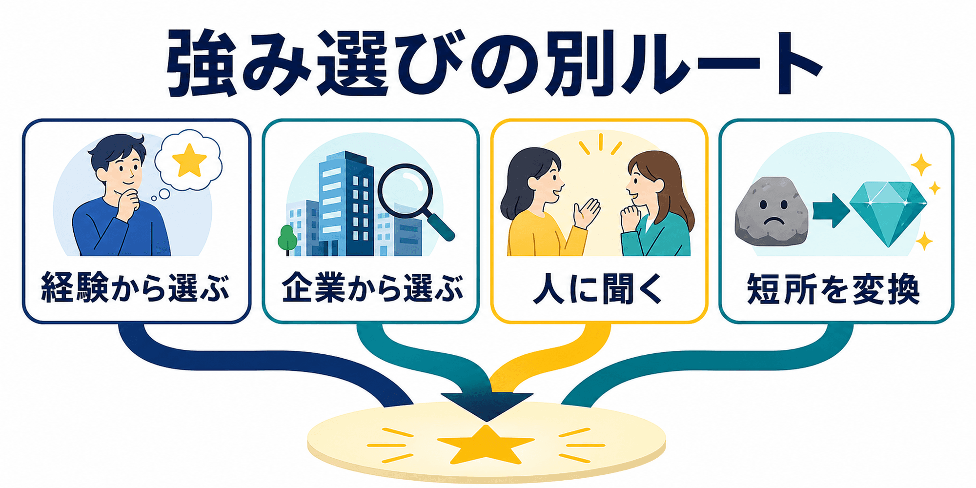 診断以外で自己PRの強みを選ぶ方法を整理した図