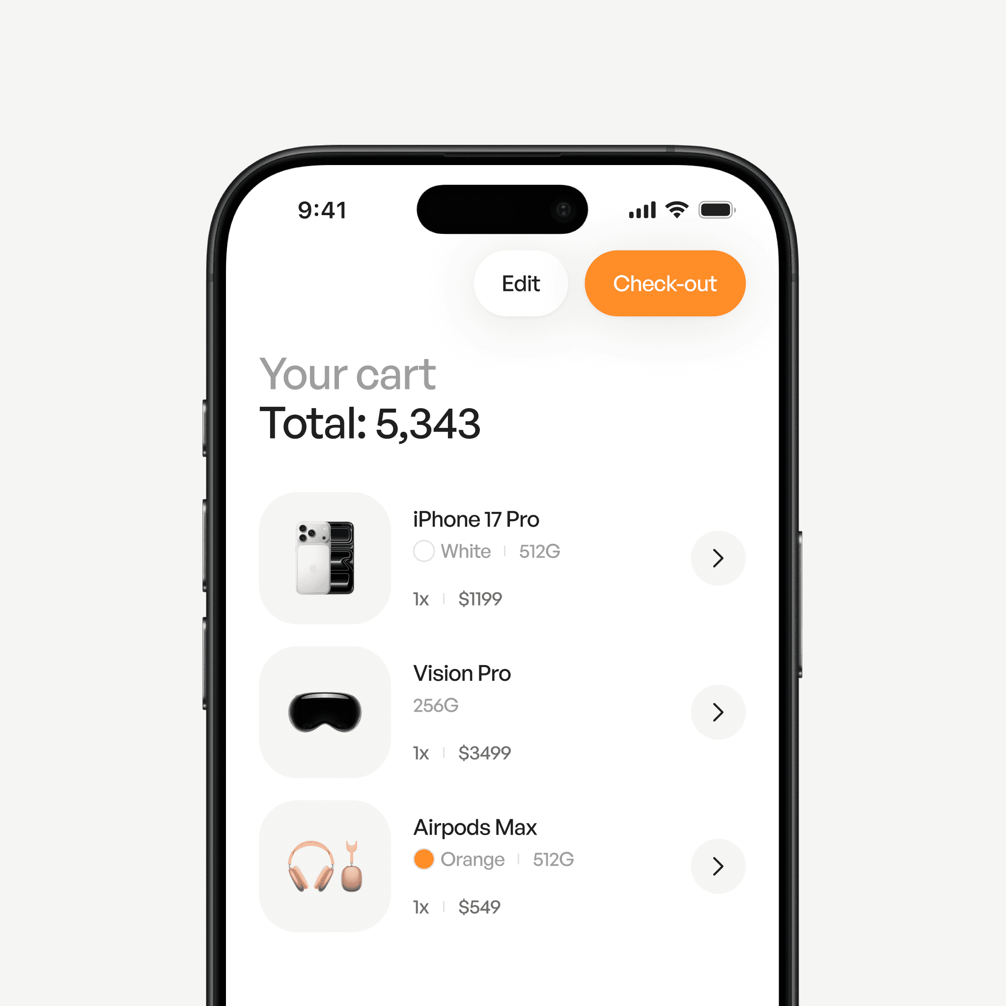Ecommerce cart review ui