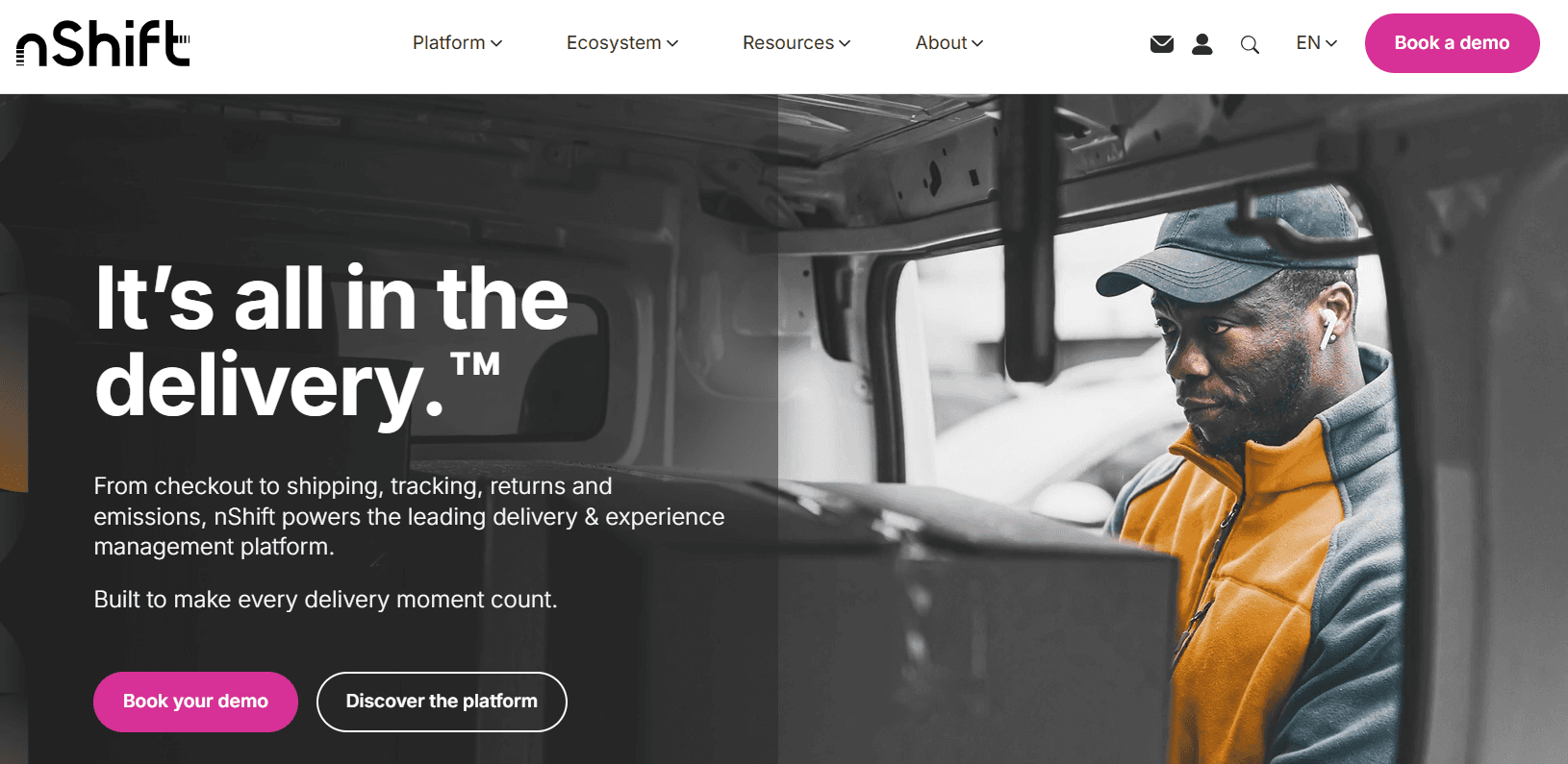 nshift screenshot homepage