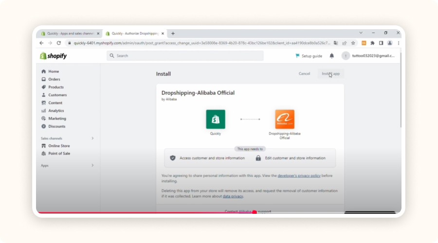 Shopify Alibaba connection