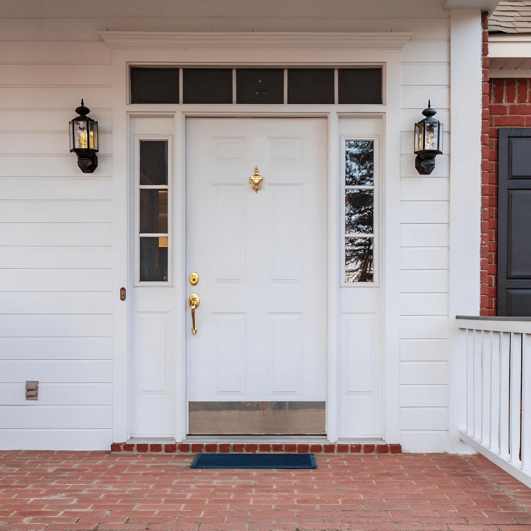 White door with golden accents.