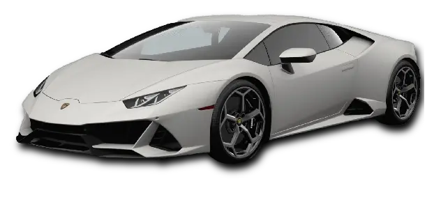 Grey Lamborghini Huracán EVO coupe with Y-spoke rims and aggressive front splitter.