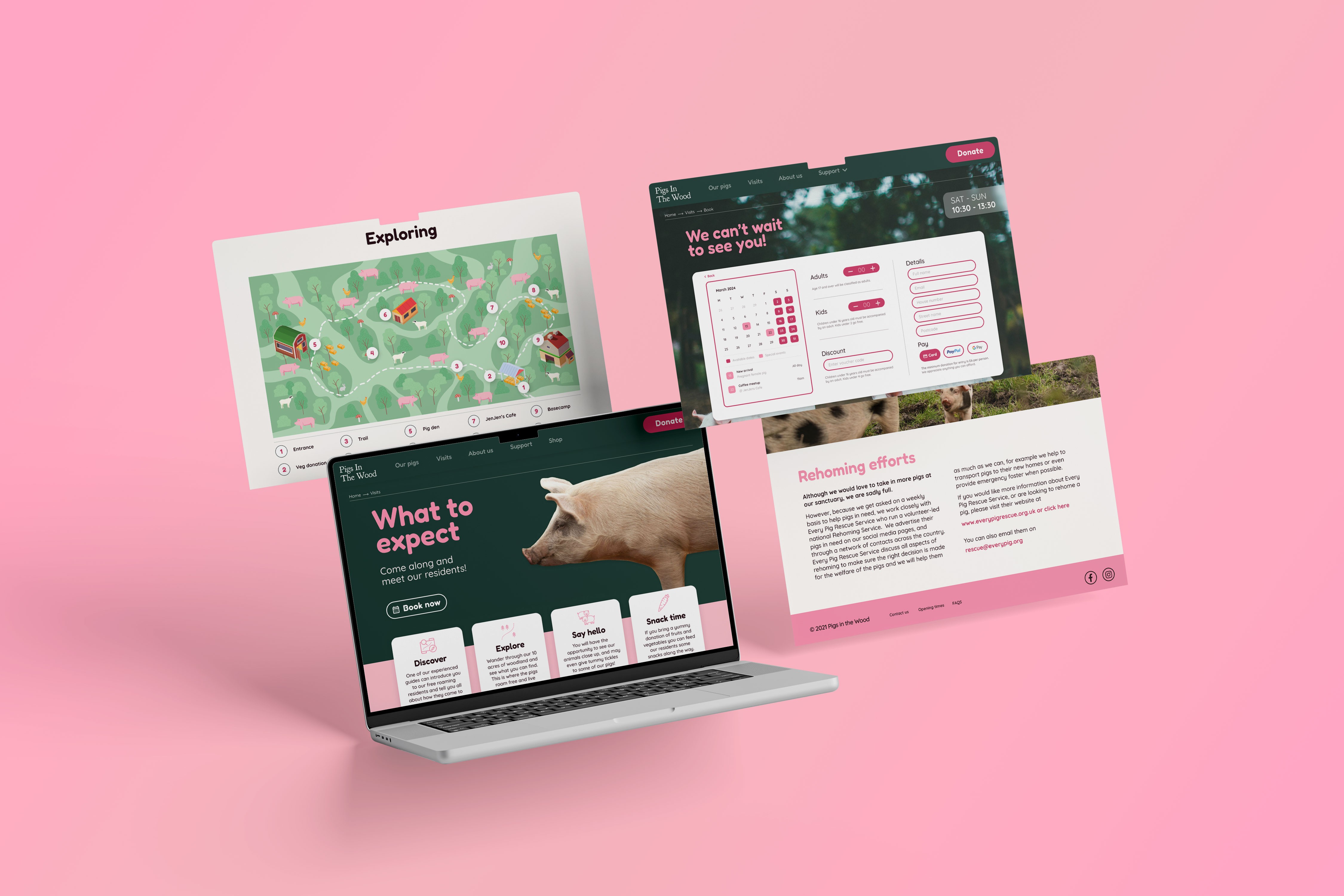 Selection of Pigs In The Wood website designs.