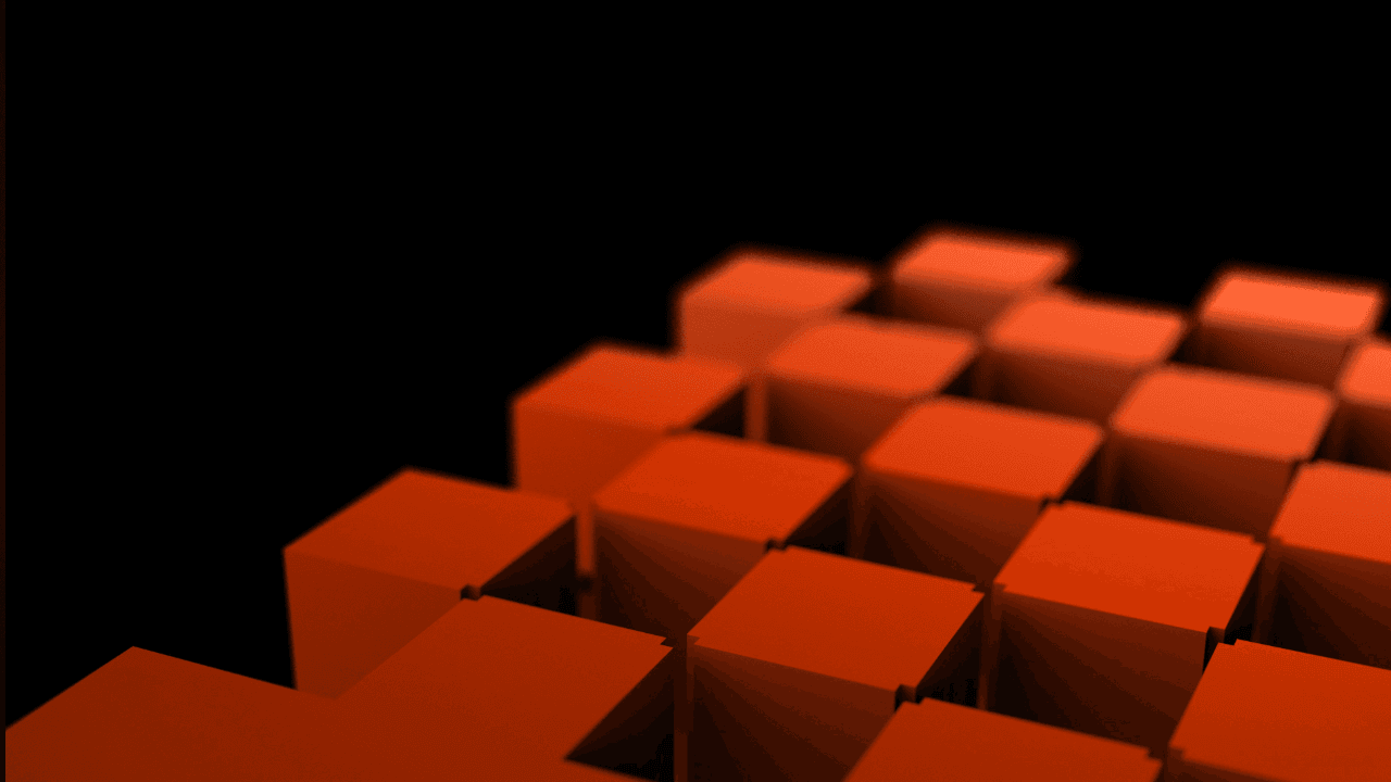 Orange cubes arranged in a grid against a black background.