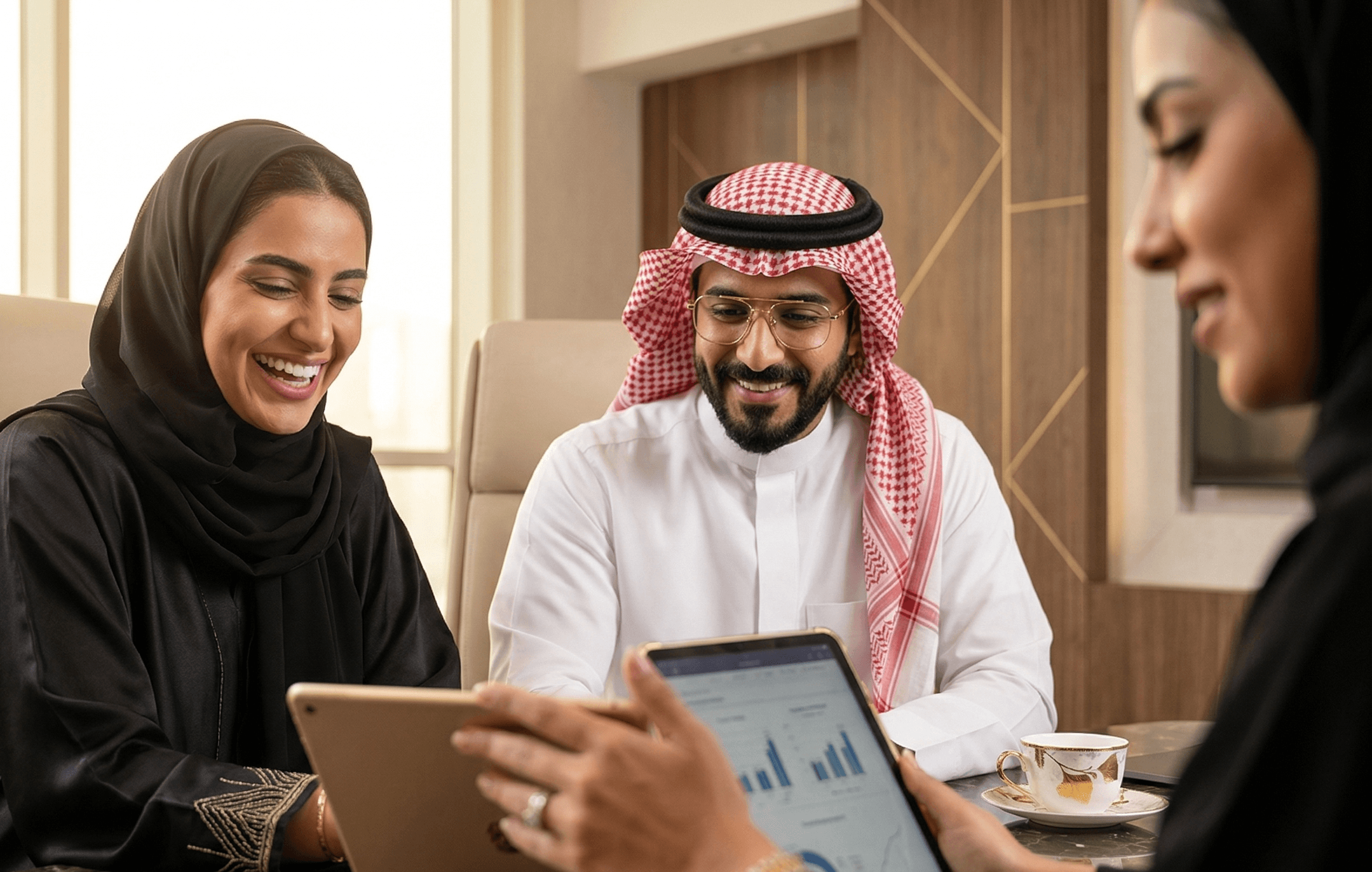 سيدات أعمال يقرأن مستندًا