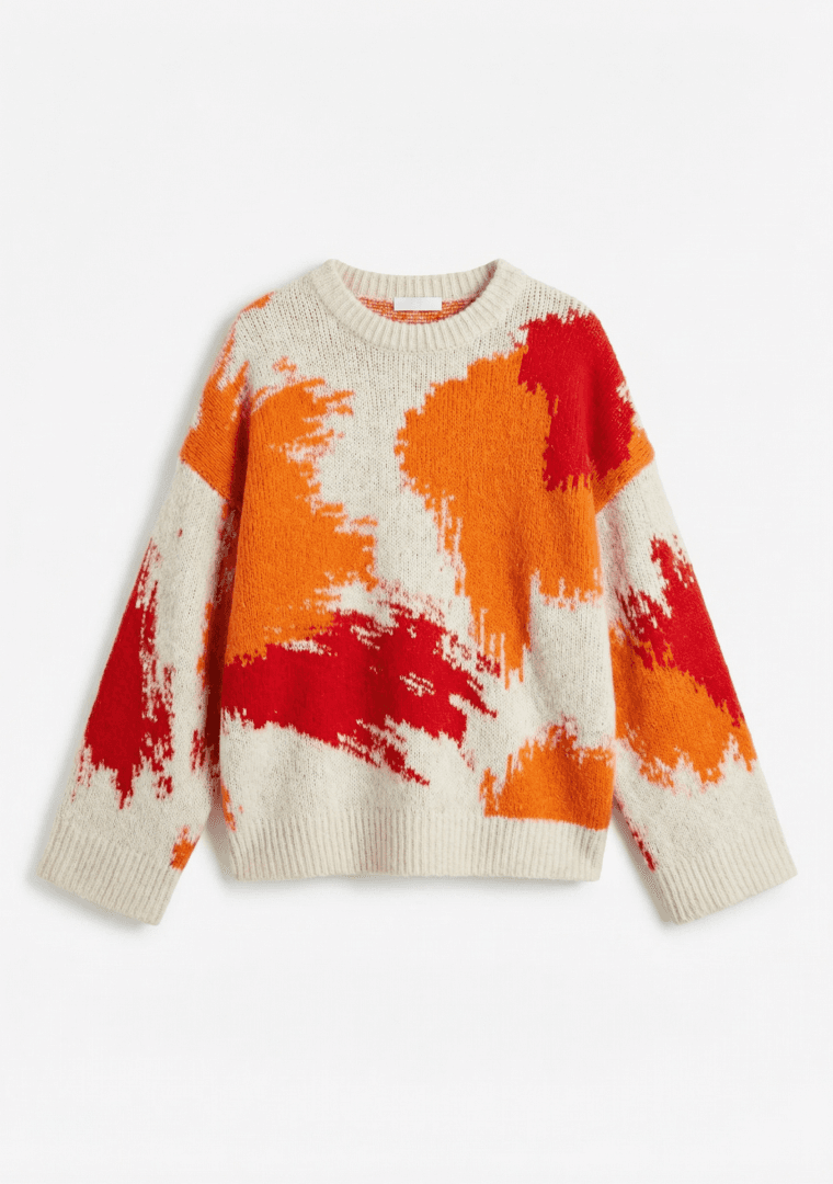 Paint Knit Sweater Orange and red