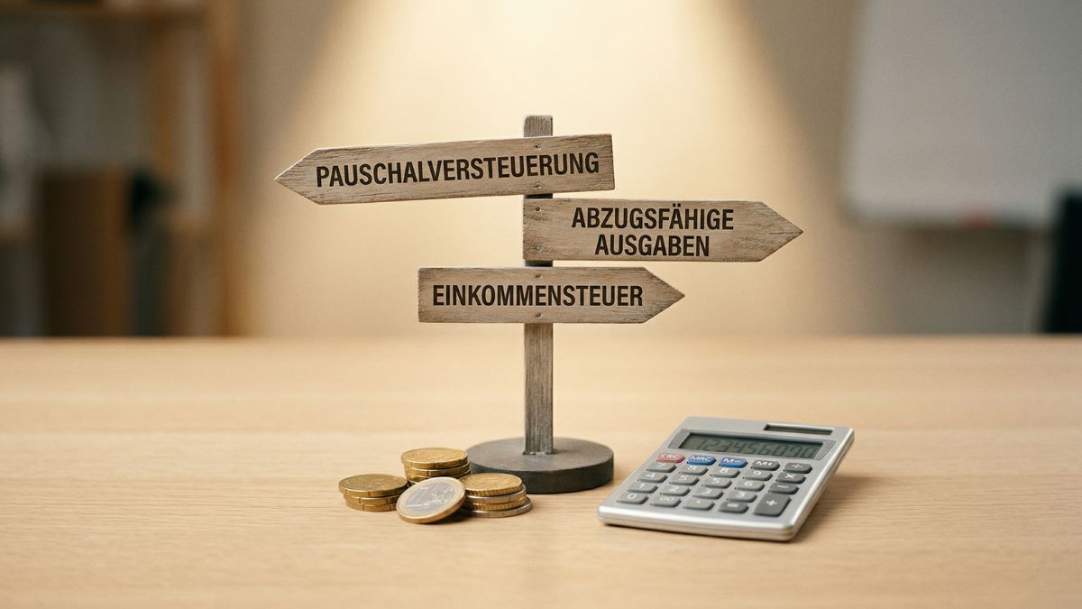 Drei Wege-Schild als Symbol für die steuerlichen Optionen bei der betrieblichen Krankenversicherung