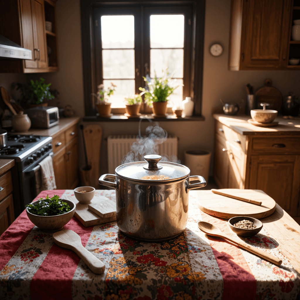 product photography of a pot of stew