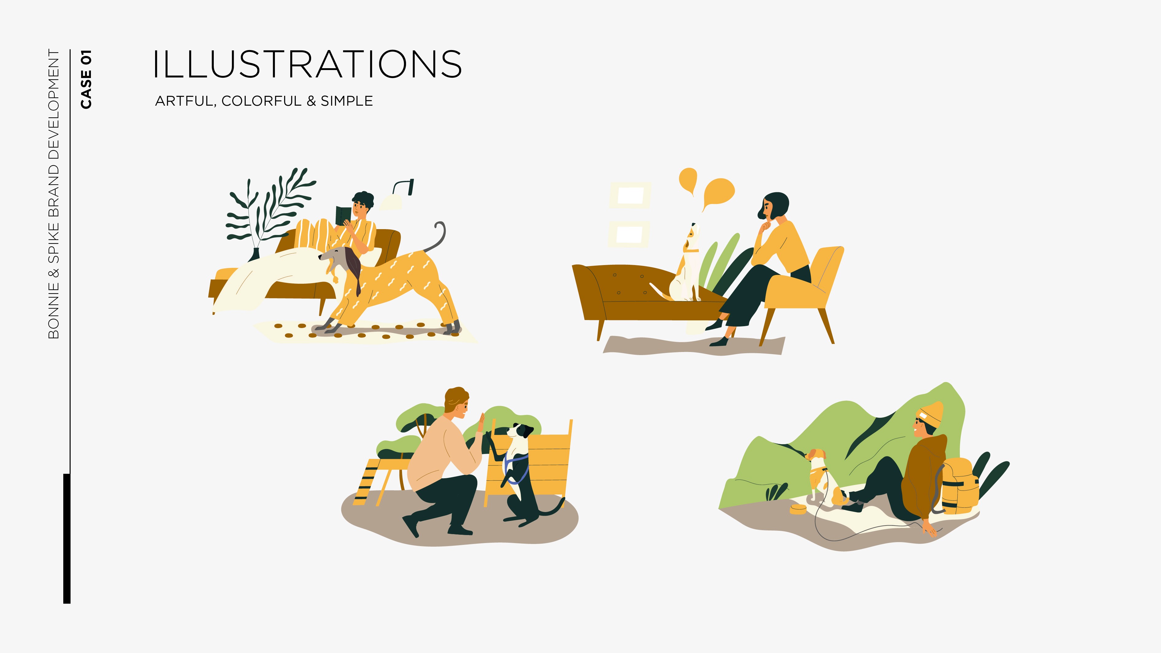 Illustrationen im Branding von Bonnie & Spike – handgezeichnete, charaktervolle Motive mit lebendigem Stil