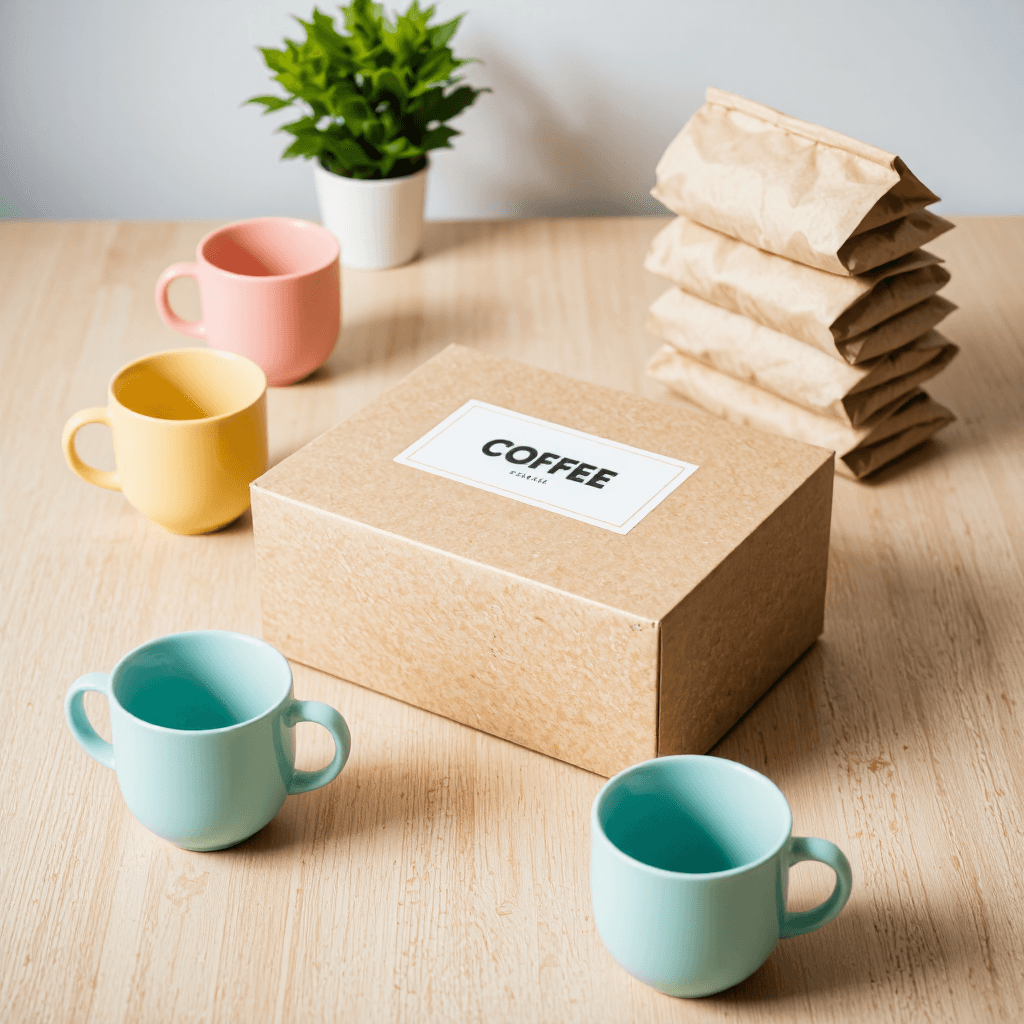 product photography of box of coffee bags
