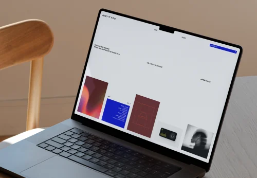 Antitype website on a laptop