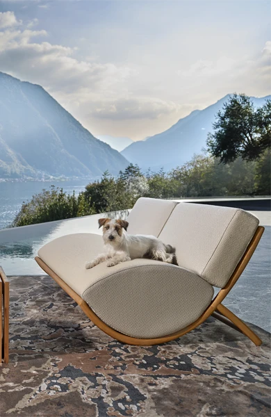 outdoor furniture in a modern villa in como