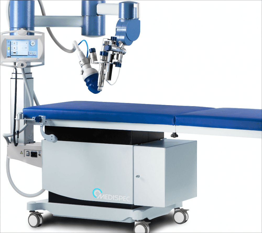 State-of-the-art ESMR treatment machine at Sibia Medical Centre, designed for non-invasive therapy to improve myocardial perfusion and alleviate symptoms of ischemic heart disease using advanced shockwave technology.