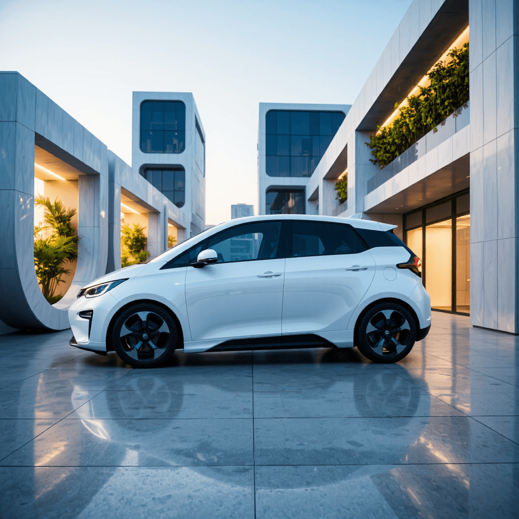 product photography of futuristic electric vehicle