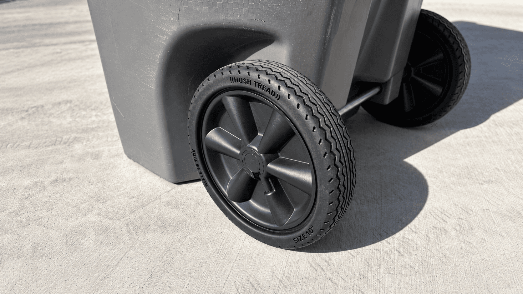 Hush Tread wheel cover in everyday curbside use