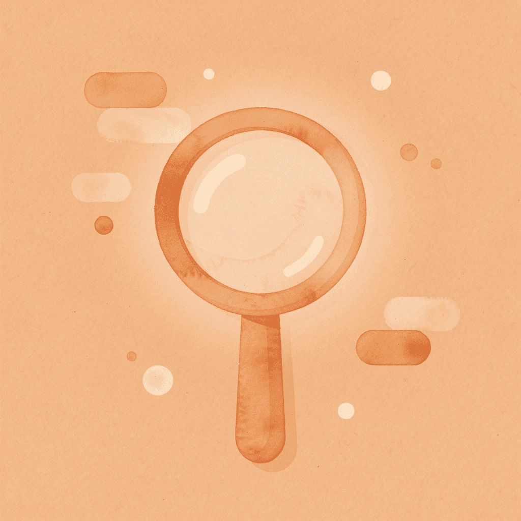 Magnifying glass icon representing search visibility and vetting process