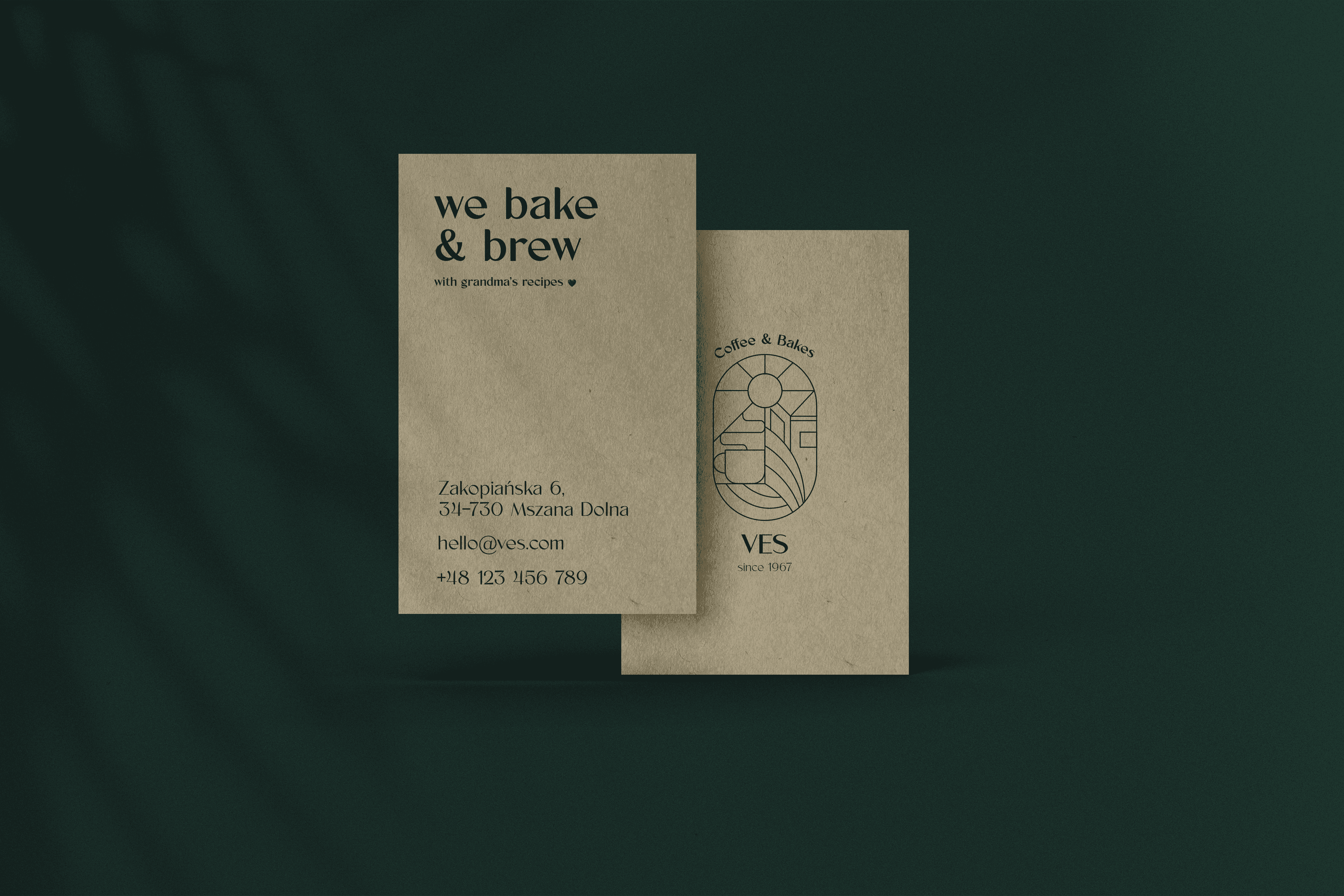 business card design for ves bakery