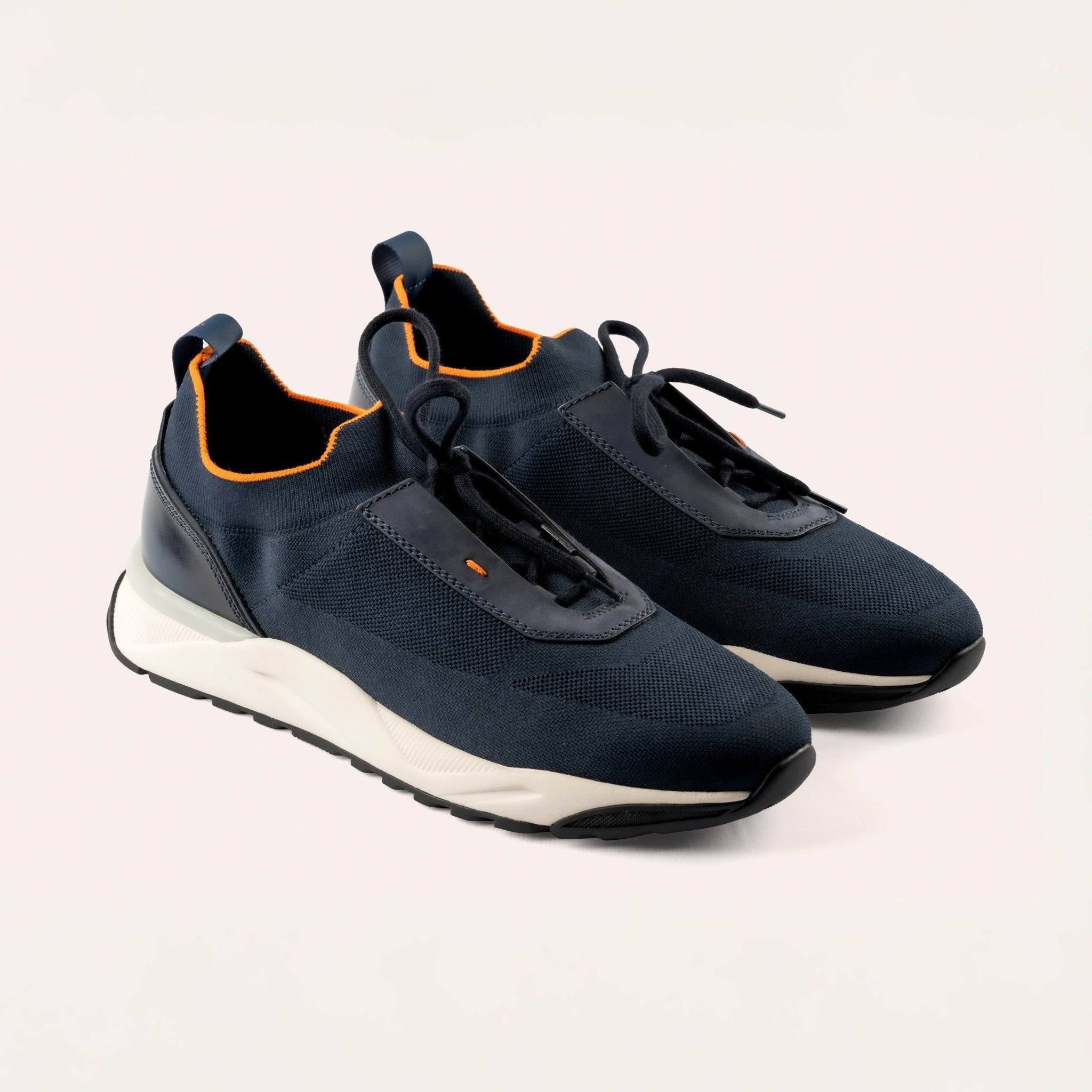 Men's blue knit sneakers with white sole - Mandelli UK