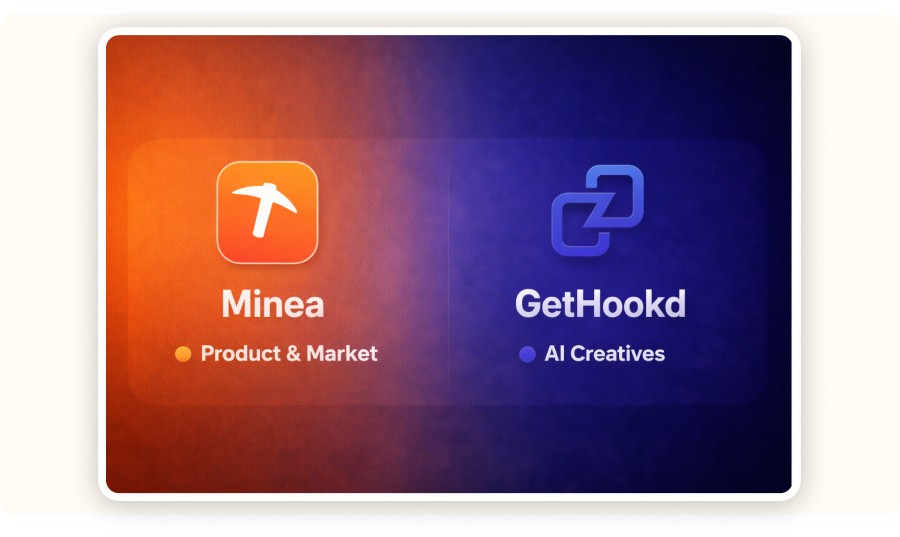 Minea logo with GetHookd logo