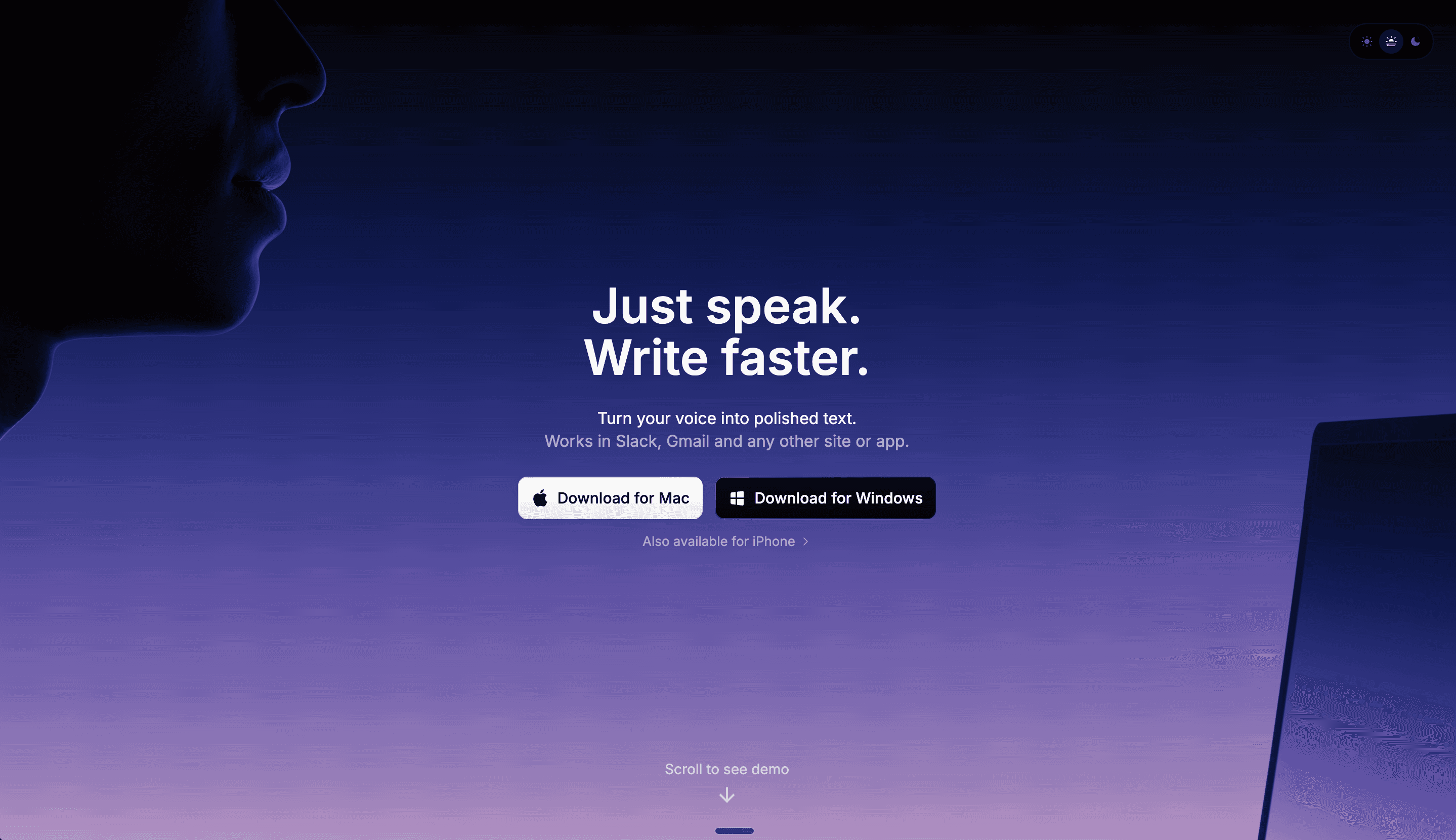 Superwhisper Hero Section