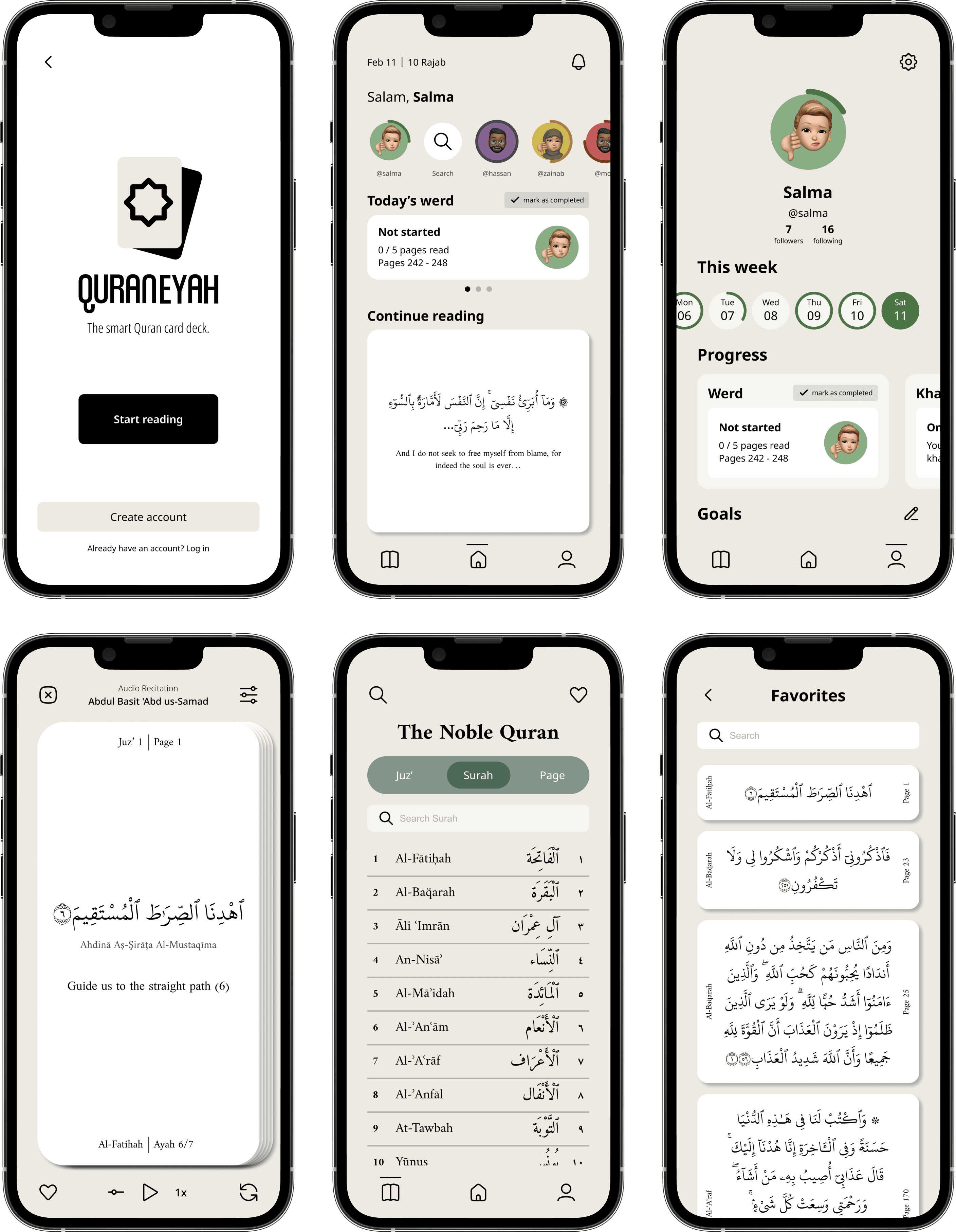 Quraneyah app screens