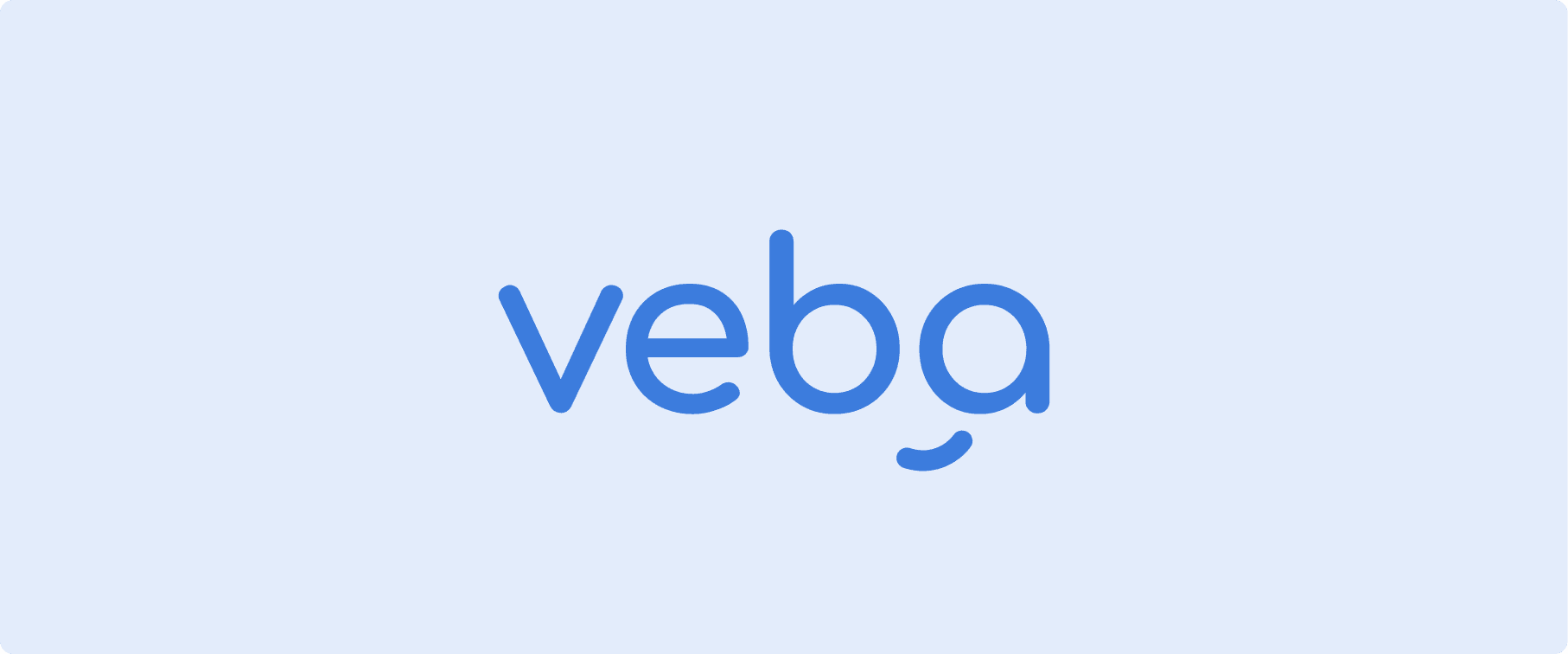 Veba logo designed by Brash team, featuring a subtle smile under the 'e' and 'b' for added charm, with a modern and clean font.