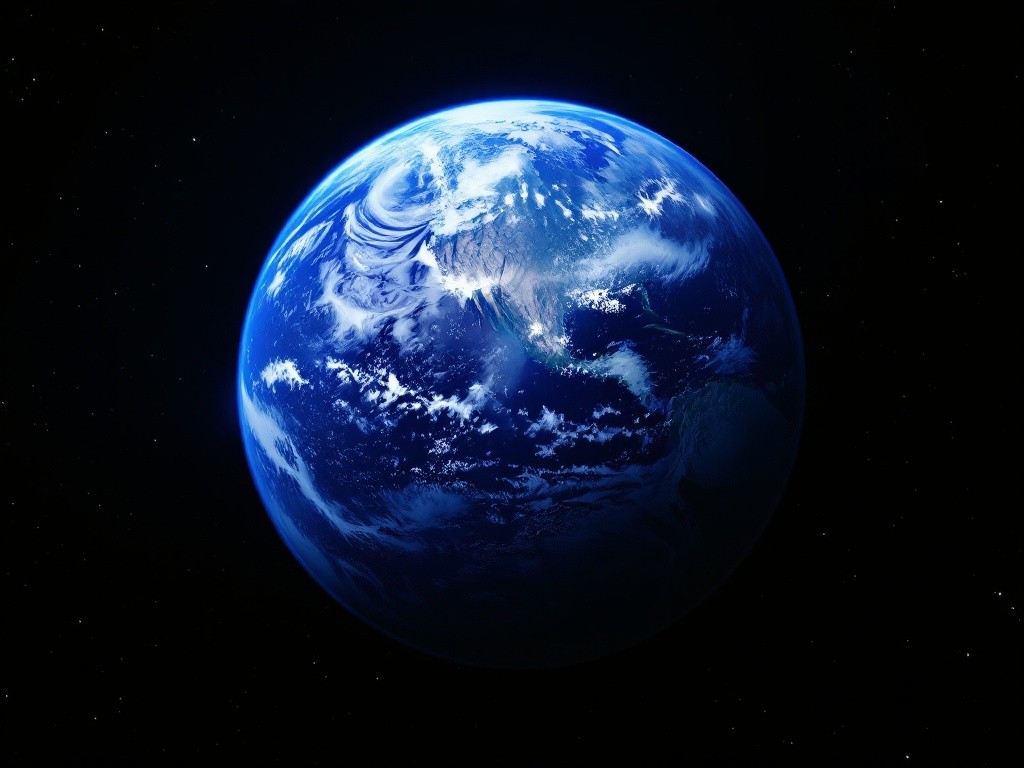 A blue planet Earth in space