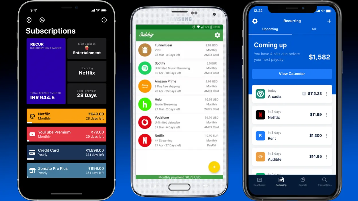 Subscription trackign apps