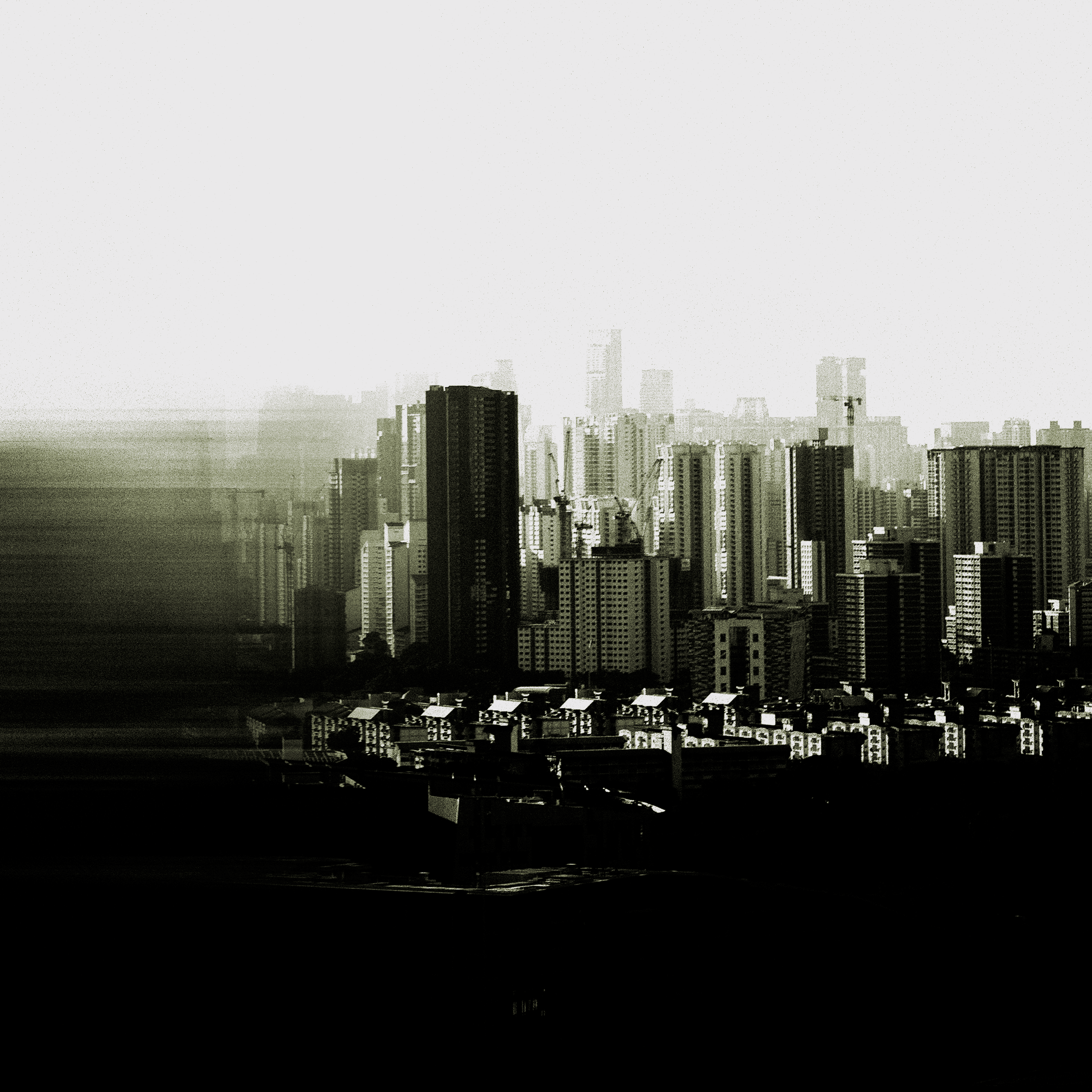 Portrait of a woman with digital abstract effects and color overlays