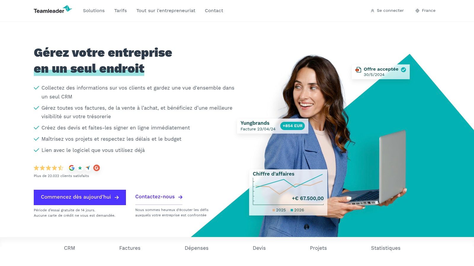 Interface de Teamleader Focus