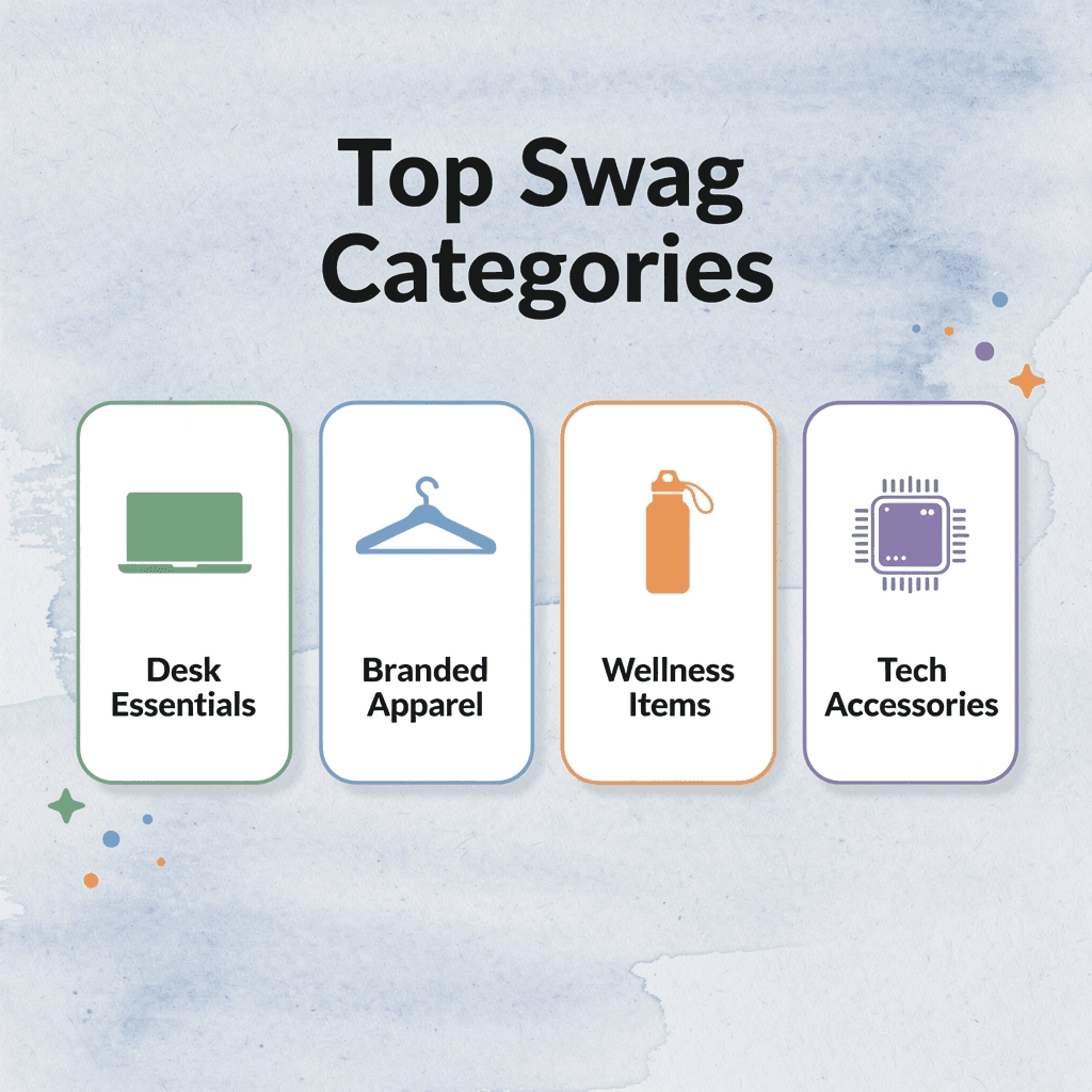 Infographic showing top job fair swag categories for recruiters