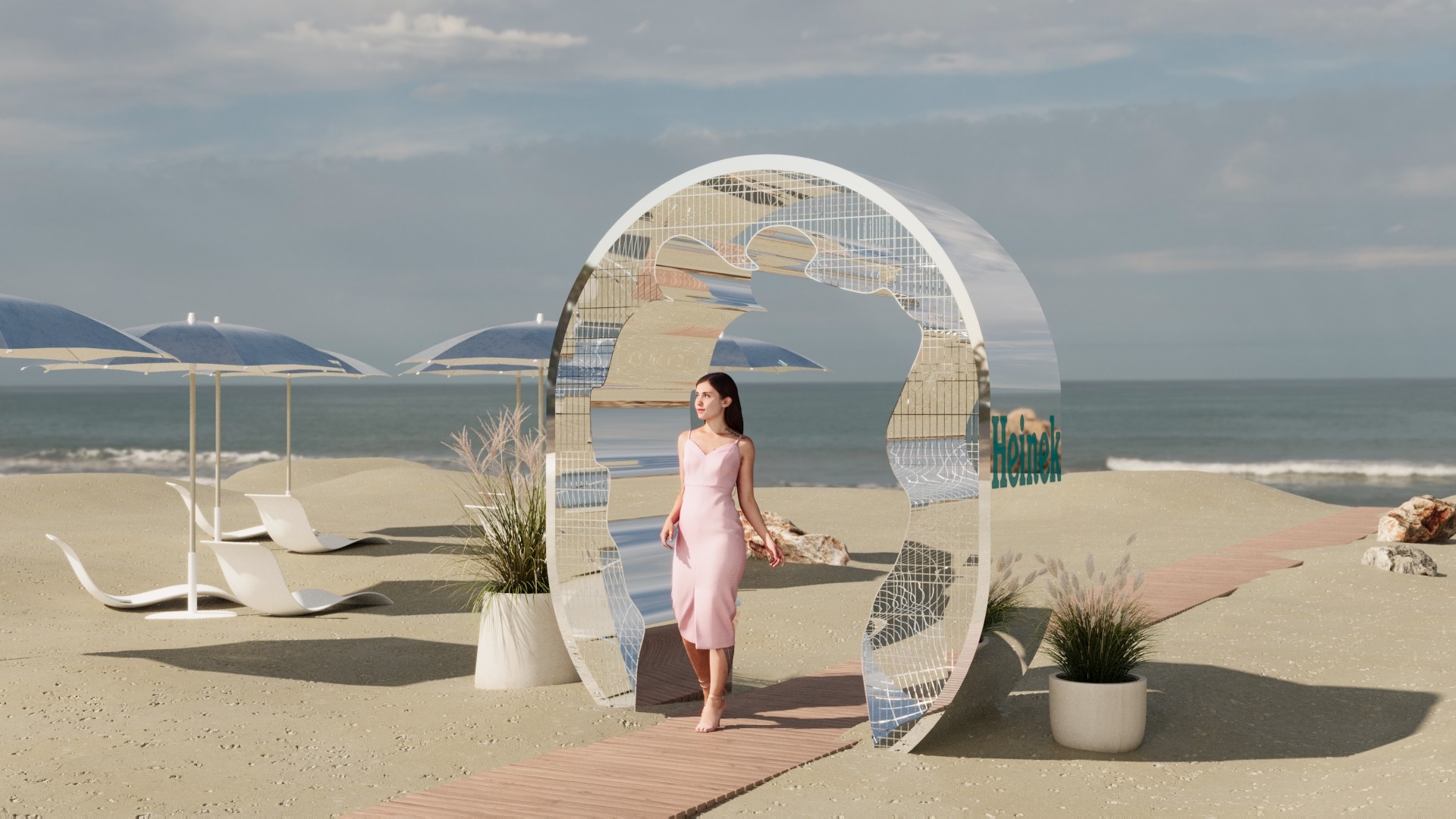 Entrance zone visual for Heineken Silver beach area, designed and branded by our team