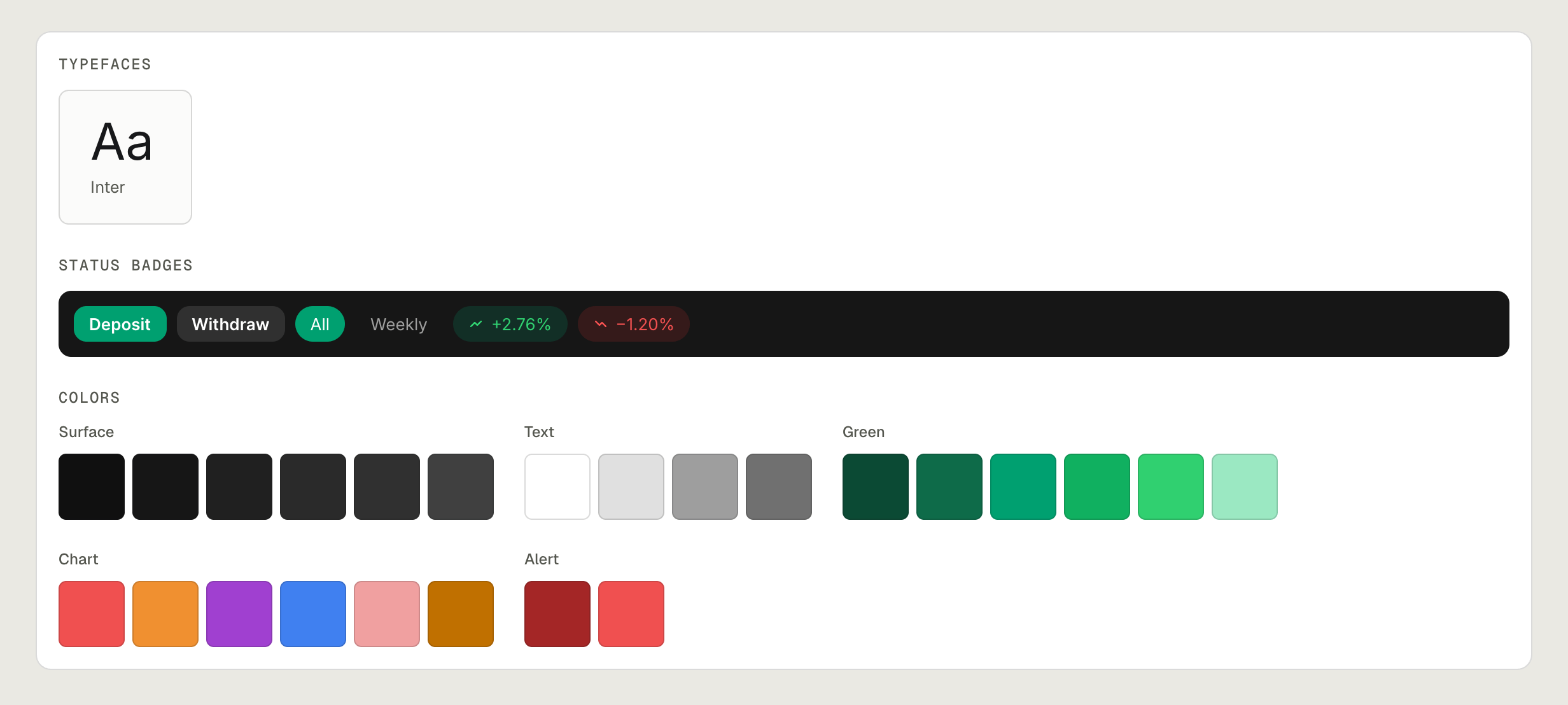 Crumbs design system: typeface, status badges and colour ramps