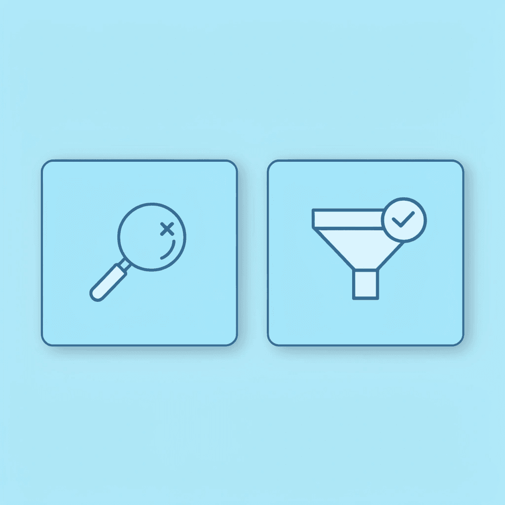 Before: scattered documents and files; After: organized knowledge base with checkmark