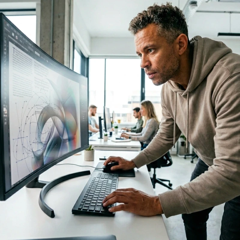 Équipe de professionnels en agence analysant des graphiques de performance, des courbes d'audience et des indicateurs de suivi sur un grand écran haute résolution, illustrant notre expertise en Stratégie de comm 360° pour garantir une performance suivie et mesurable.