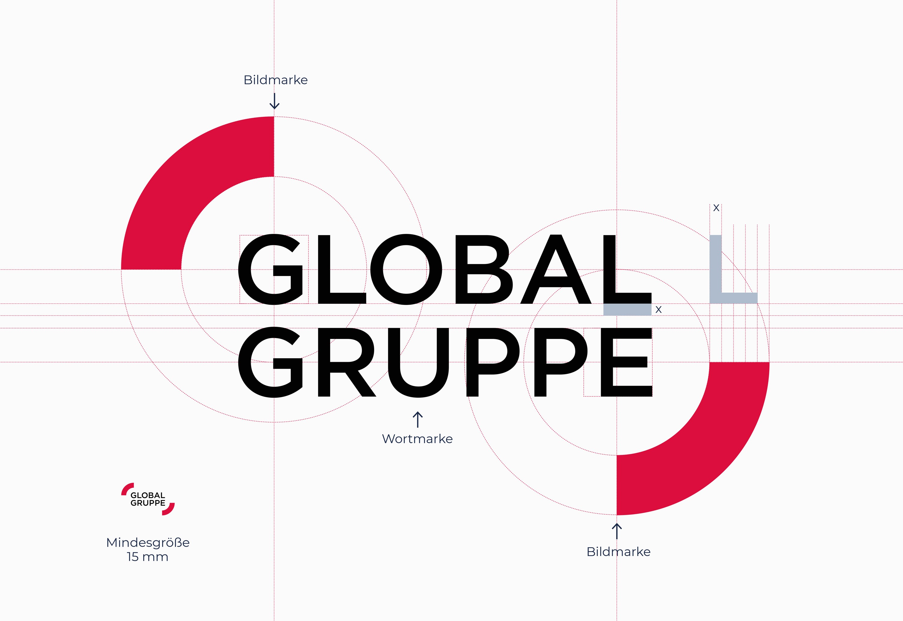 Logo Design für die Global Gruppe – modernes, klares Wortzeichen als Teil des neuen Corporate Designs.
