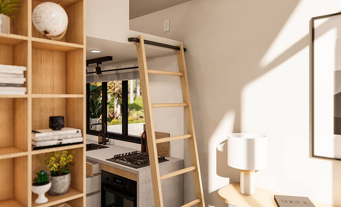 Tiny Haus - Ladder Tiny House Bedroom