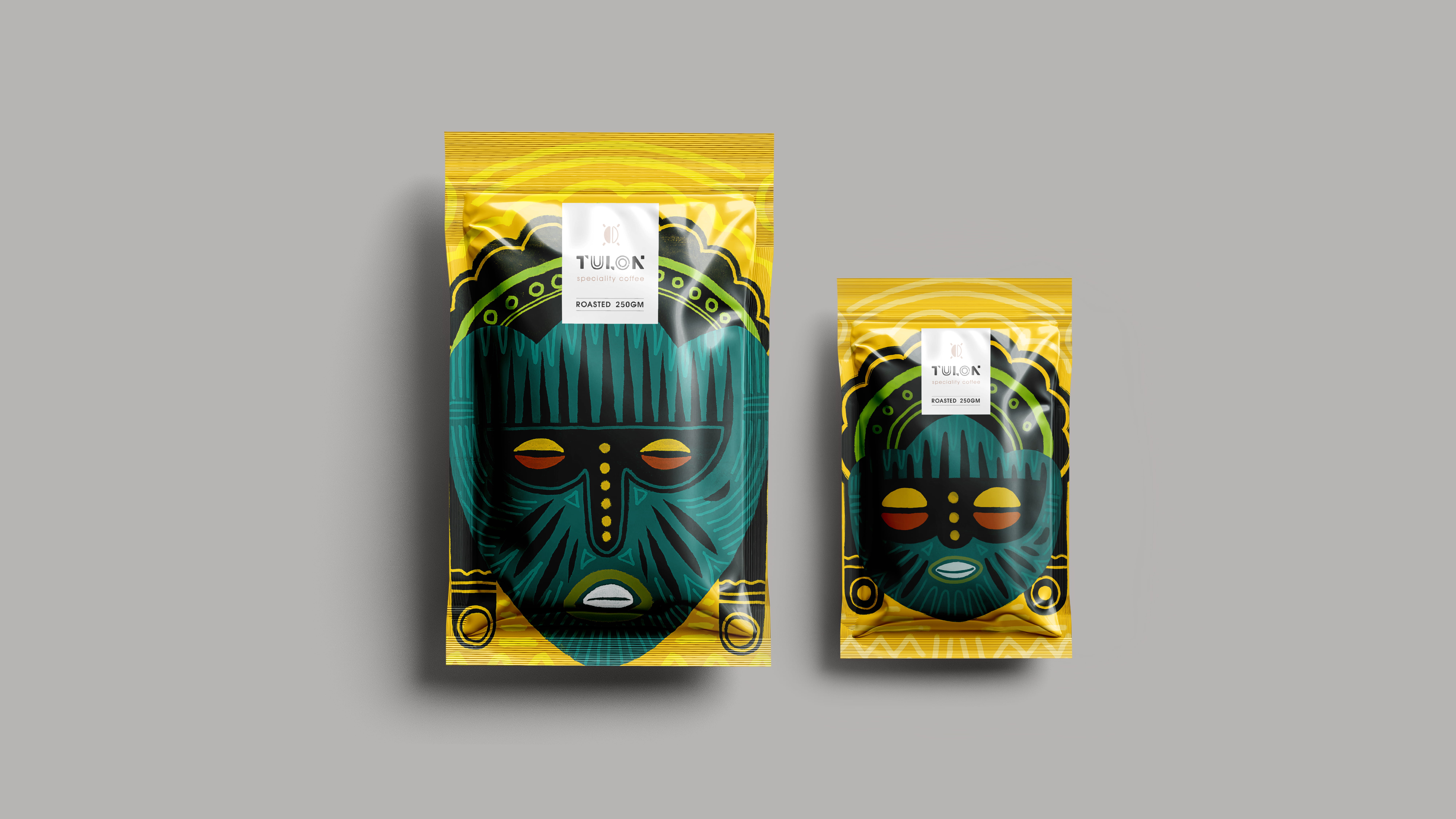Tulon Kenyan coffee brand identity by BMEG, featuring earthy sophisticated tones, cultural accents, and AI-driven product photography that celebrates ancestral heritage and origin pride.