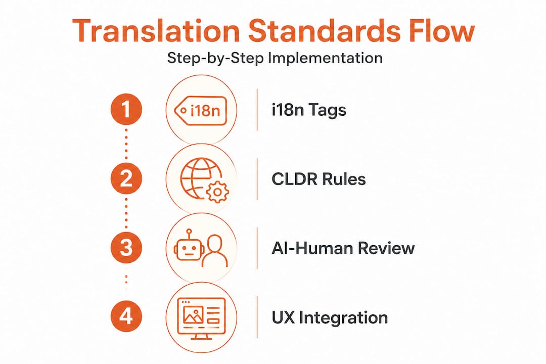 Infographic showing translation standards workflow steps