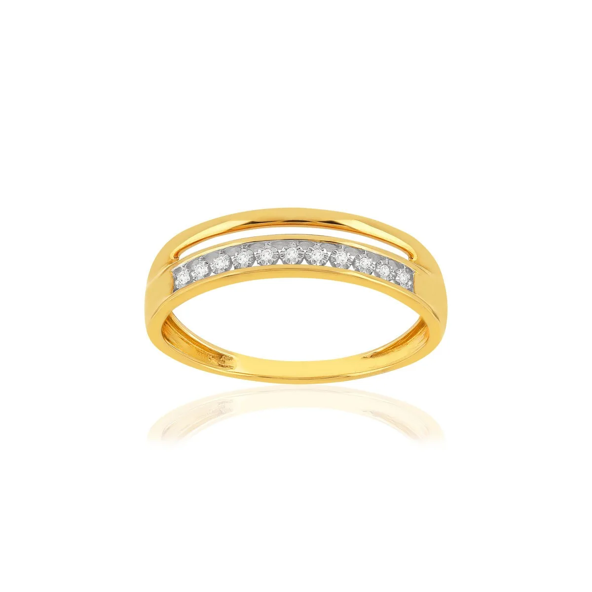 Bague en or jaune 375 sertie de diamants