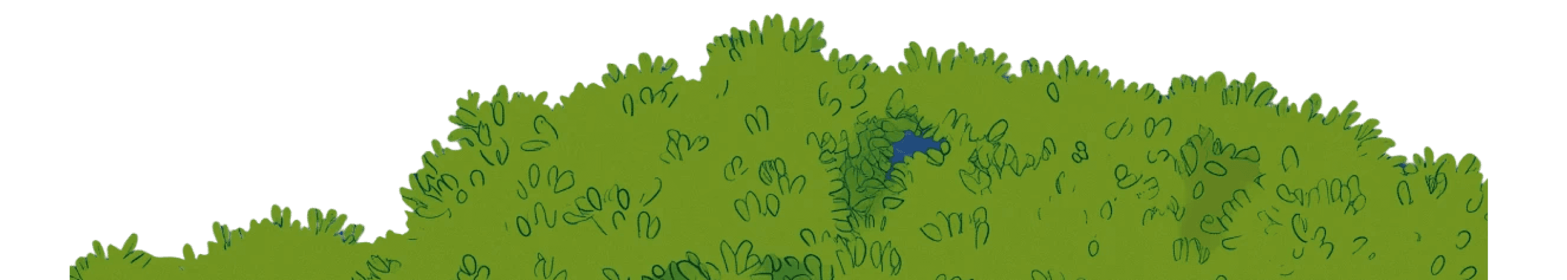 Green cartoon bush with a dark blue hiding spot.