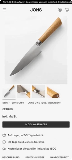 Screenshot von einem Shopify D2C Brand