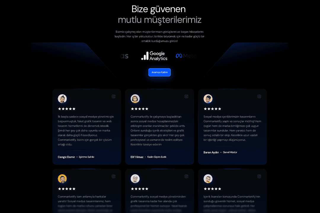 Commarketify dijital pazarlama çözümleri Framer site geliştirme