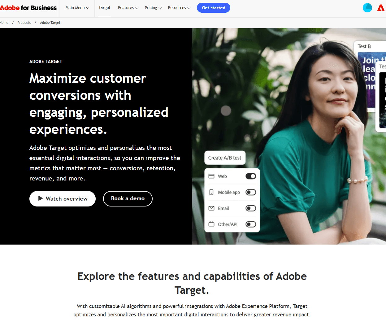Adobe Target dashbard Screen shot