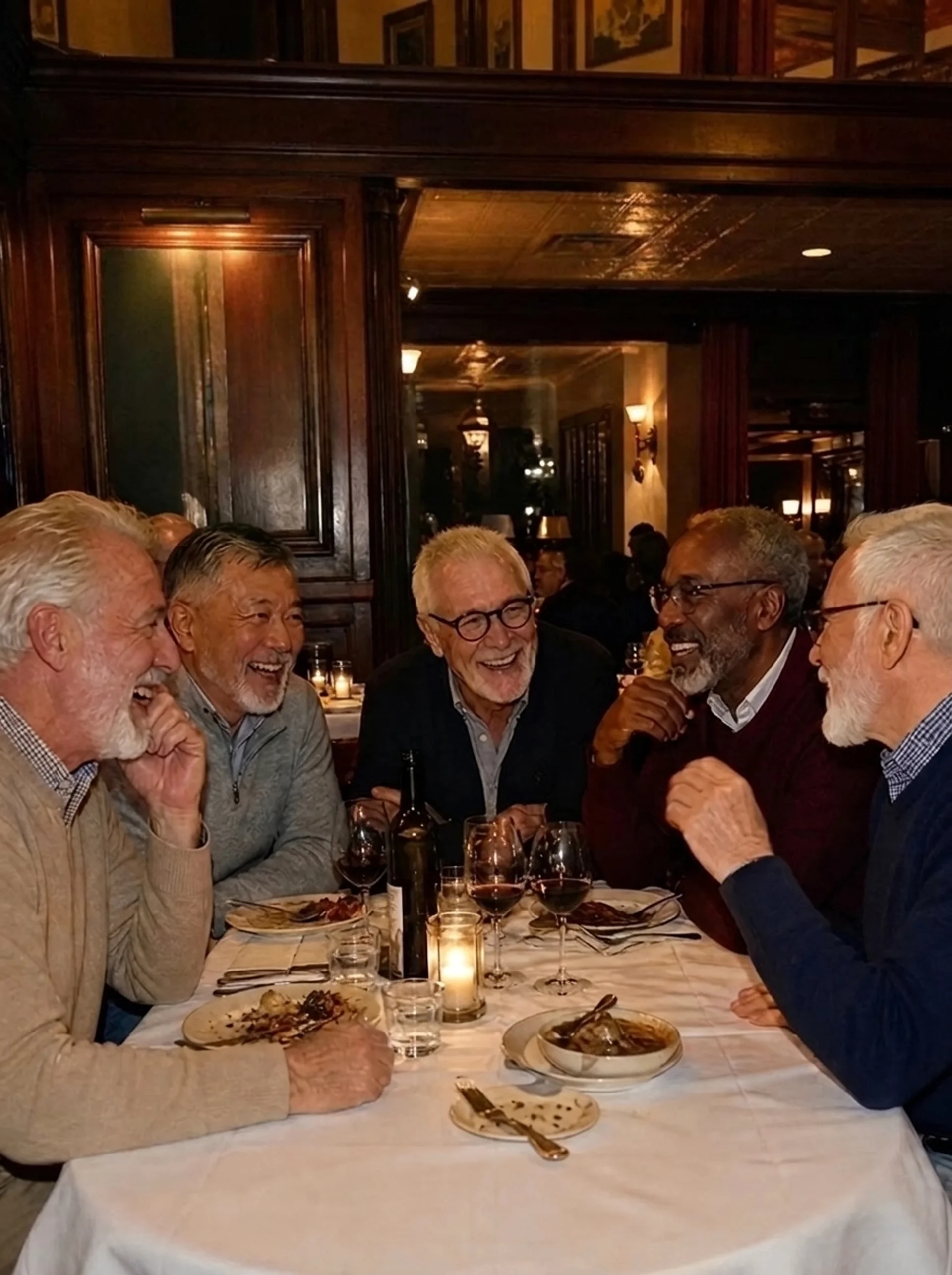 Laughing at jokes at Mingleo dinner